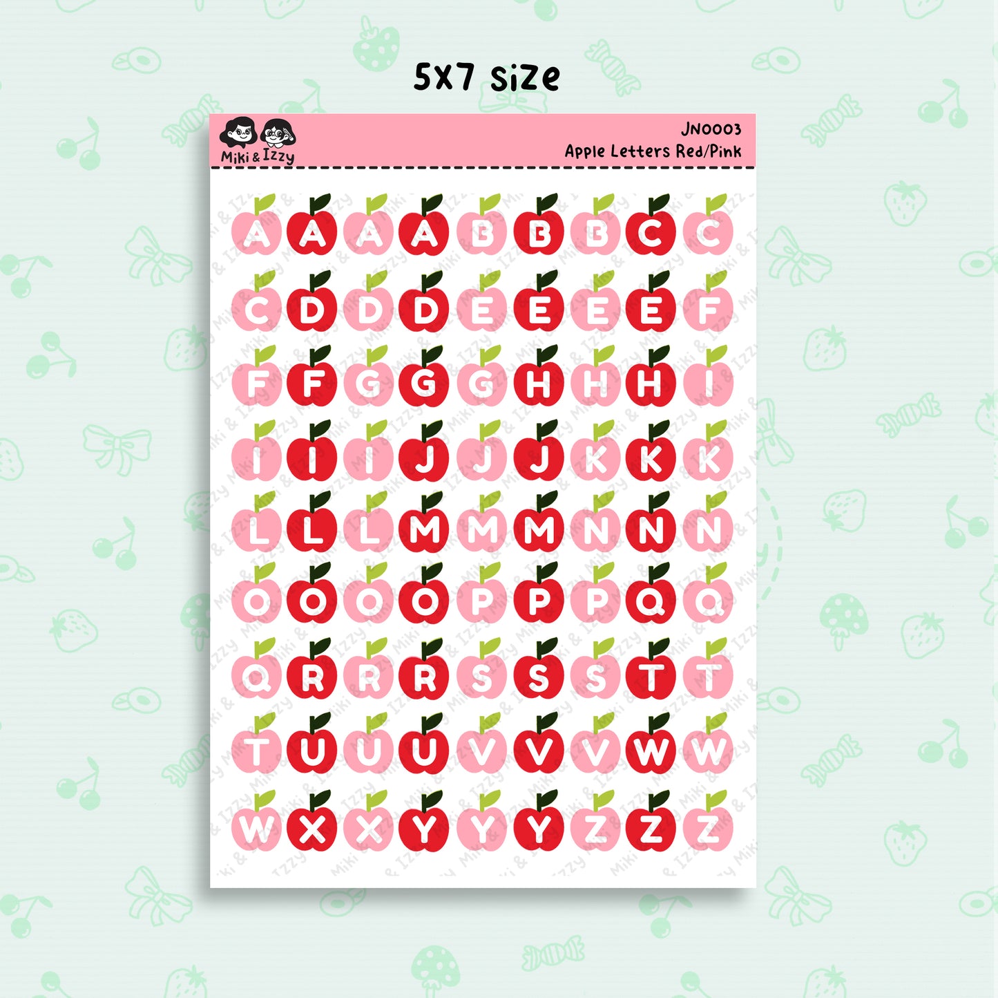 Apple Alphabet in Pink & Red