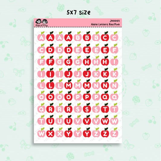 Apple Alphabet in Pink & Red