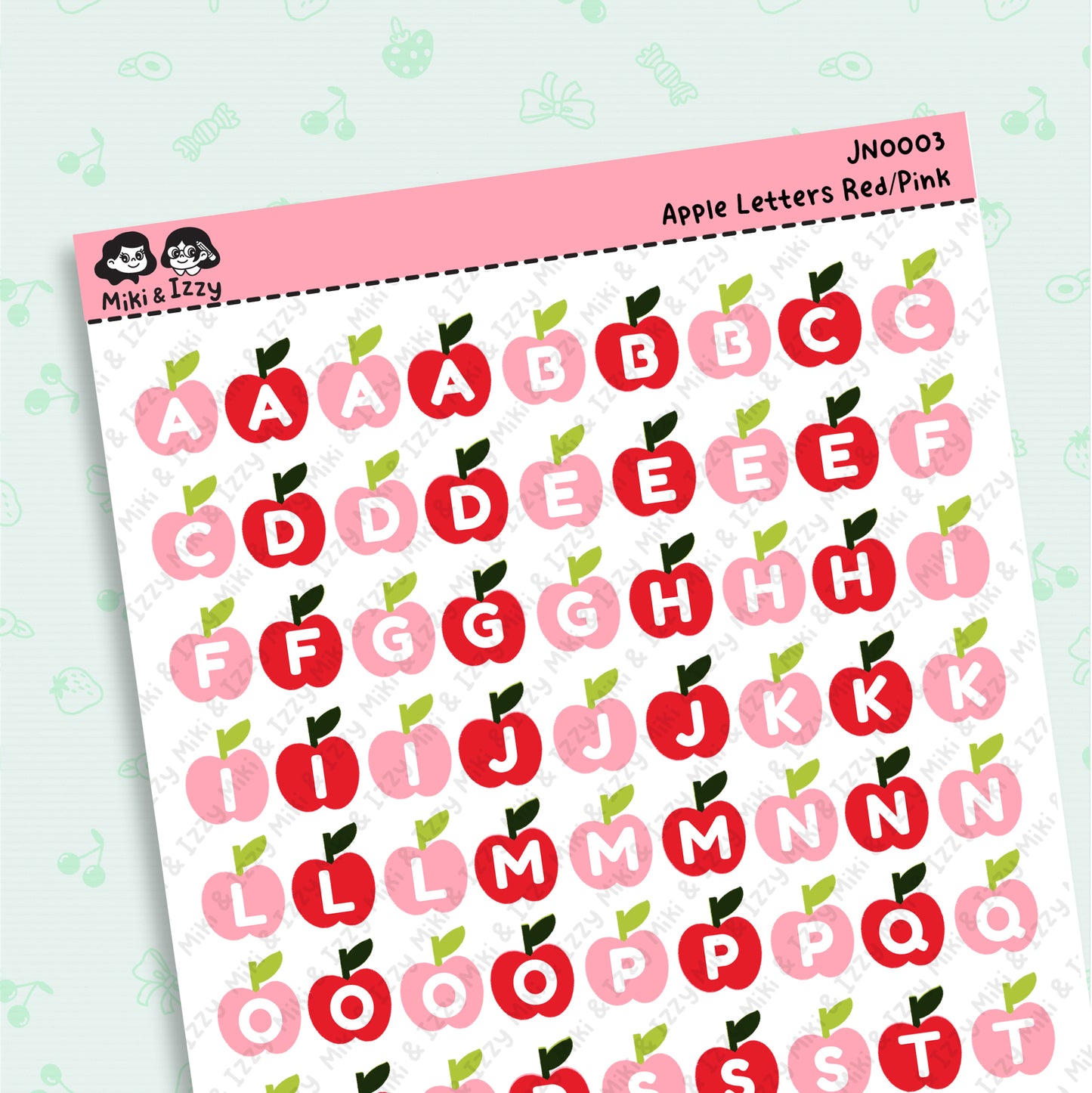 Apple Alphabet in Pink & Red