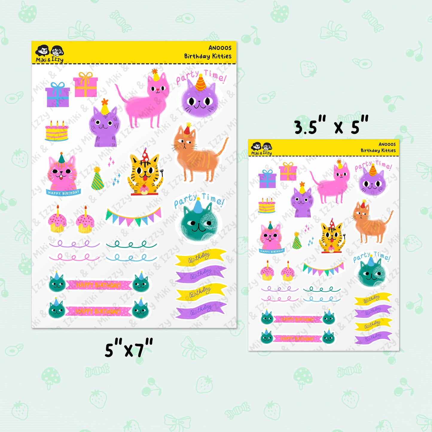 Birthday Kitties Sticker Sheet