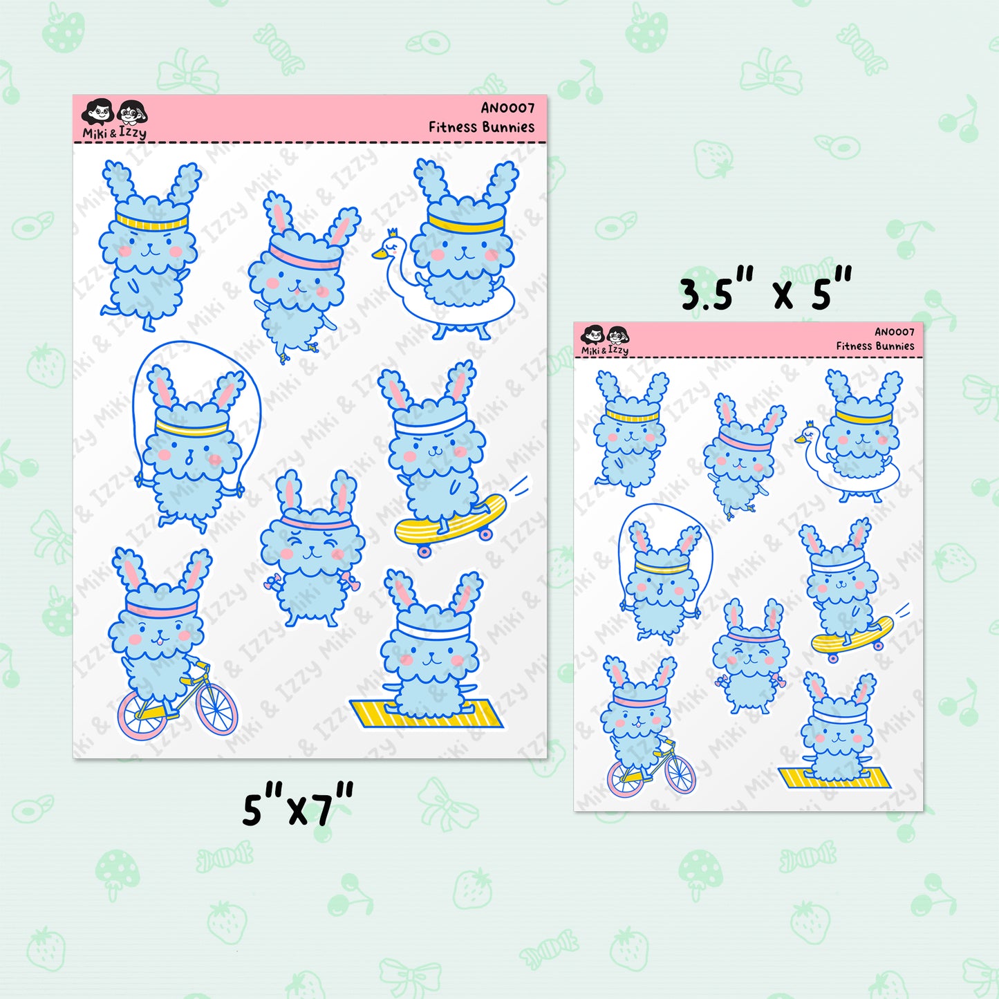Fitness Bunnies Sticker Sheet