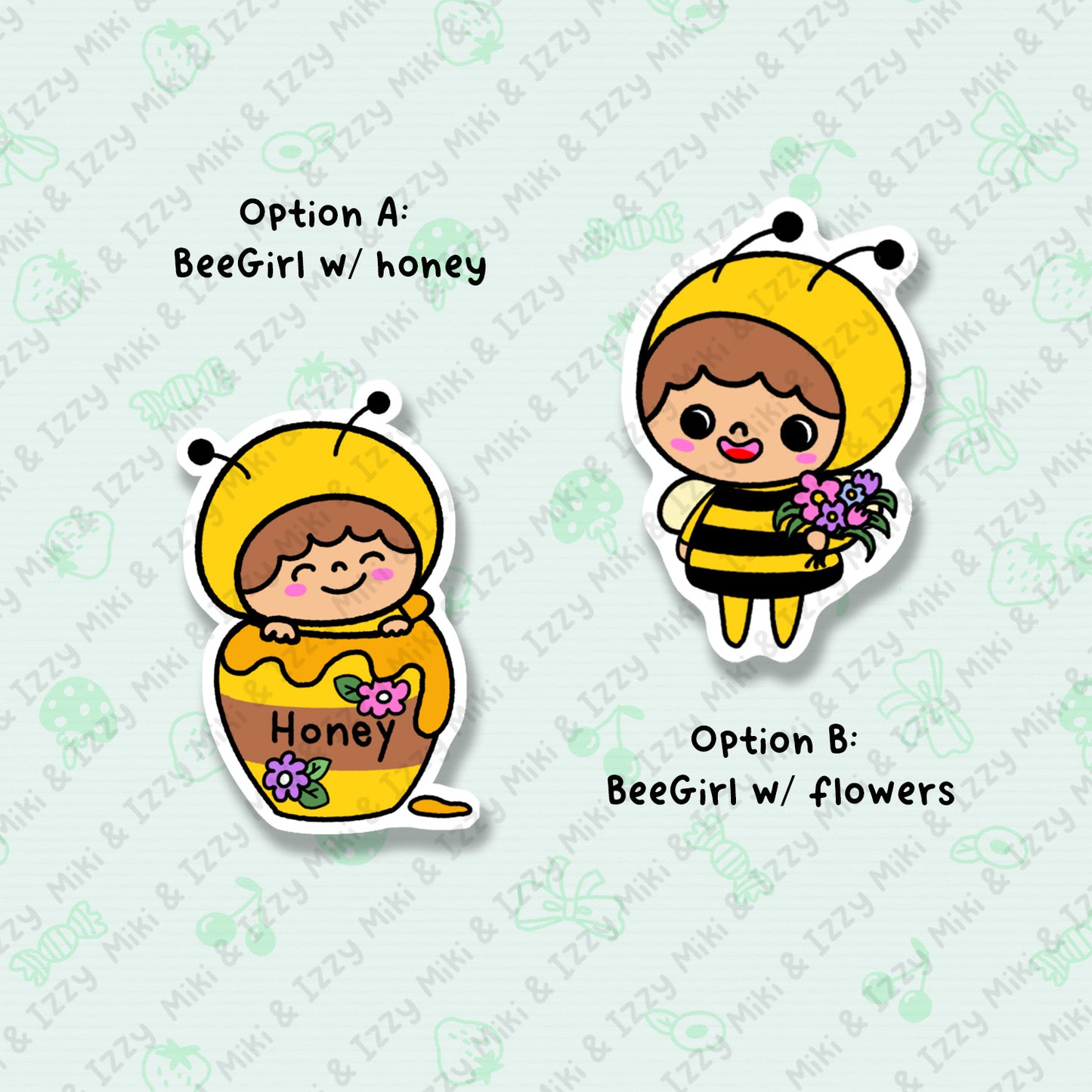 Bee Girl Sparkle Vinyl Stickers