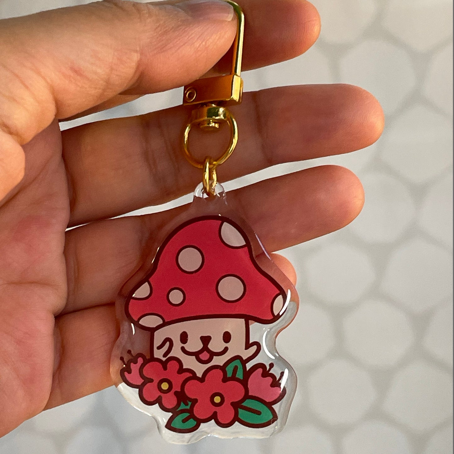 Happy Mushroom Keychain
