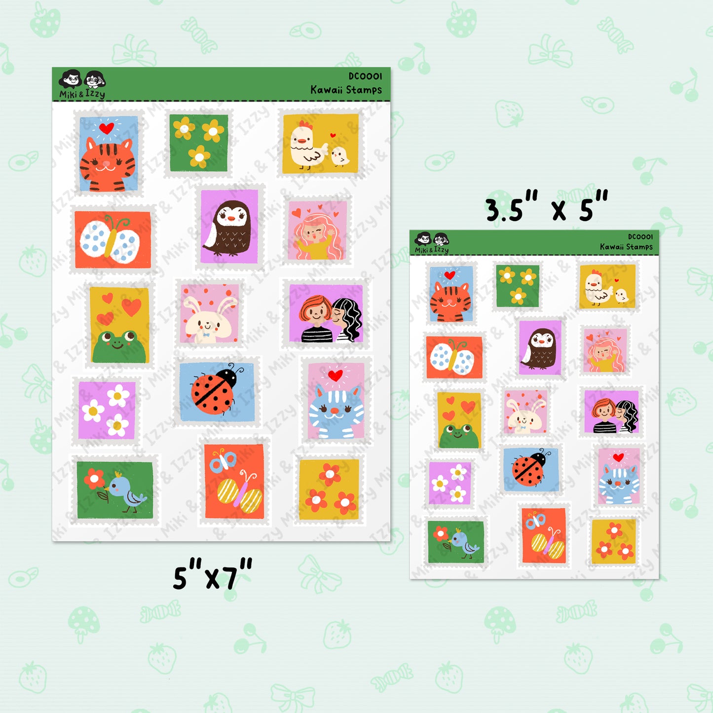 Kawaii Stamps Sticker Sheet