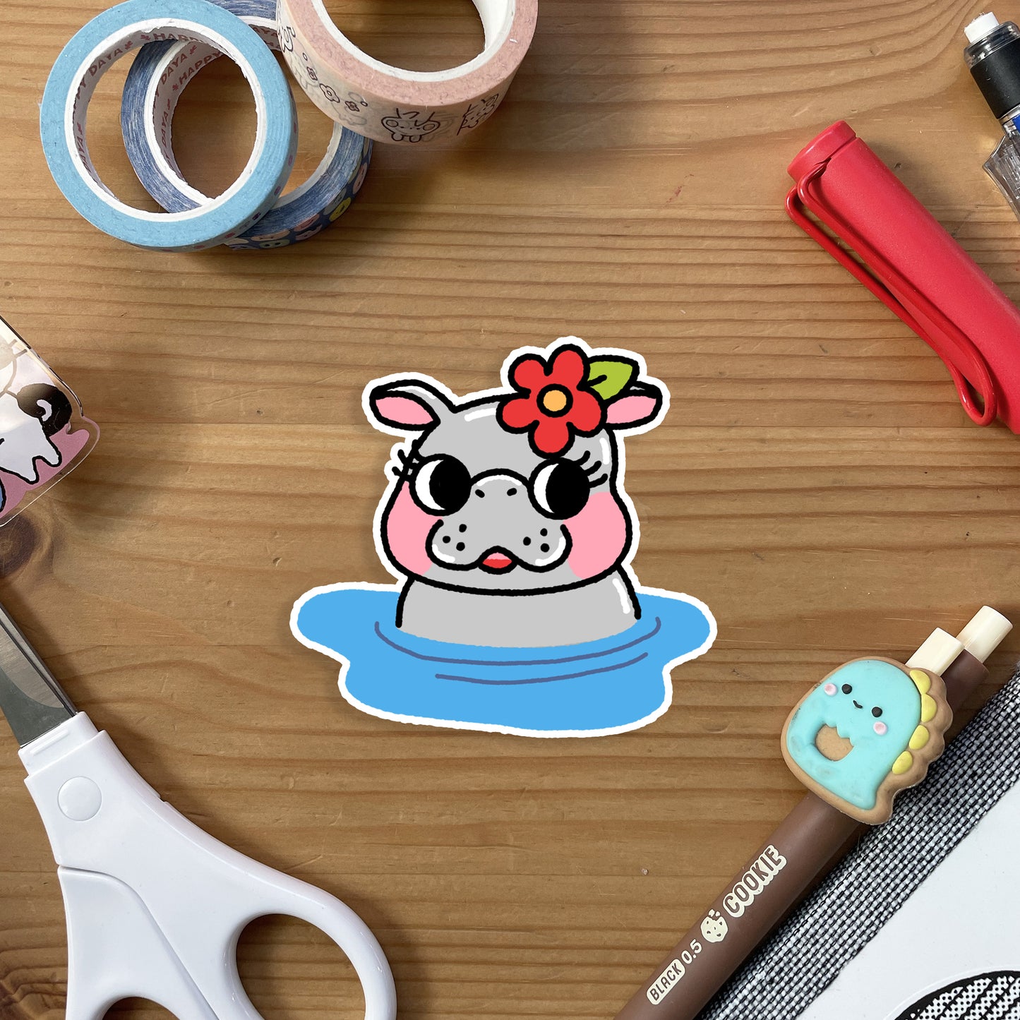 Baby Hippo Vinyl Sticker