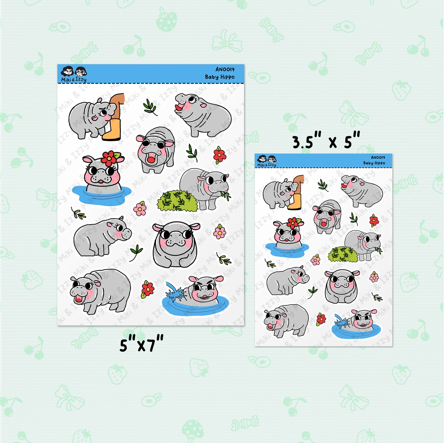 Baby Hippo Sticker Sheet