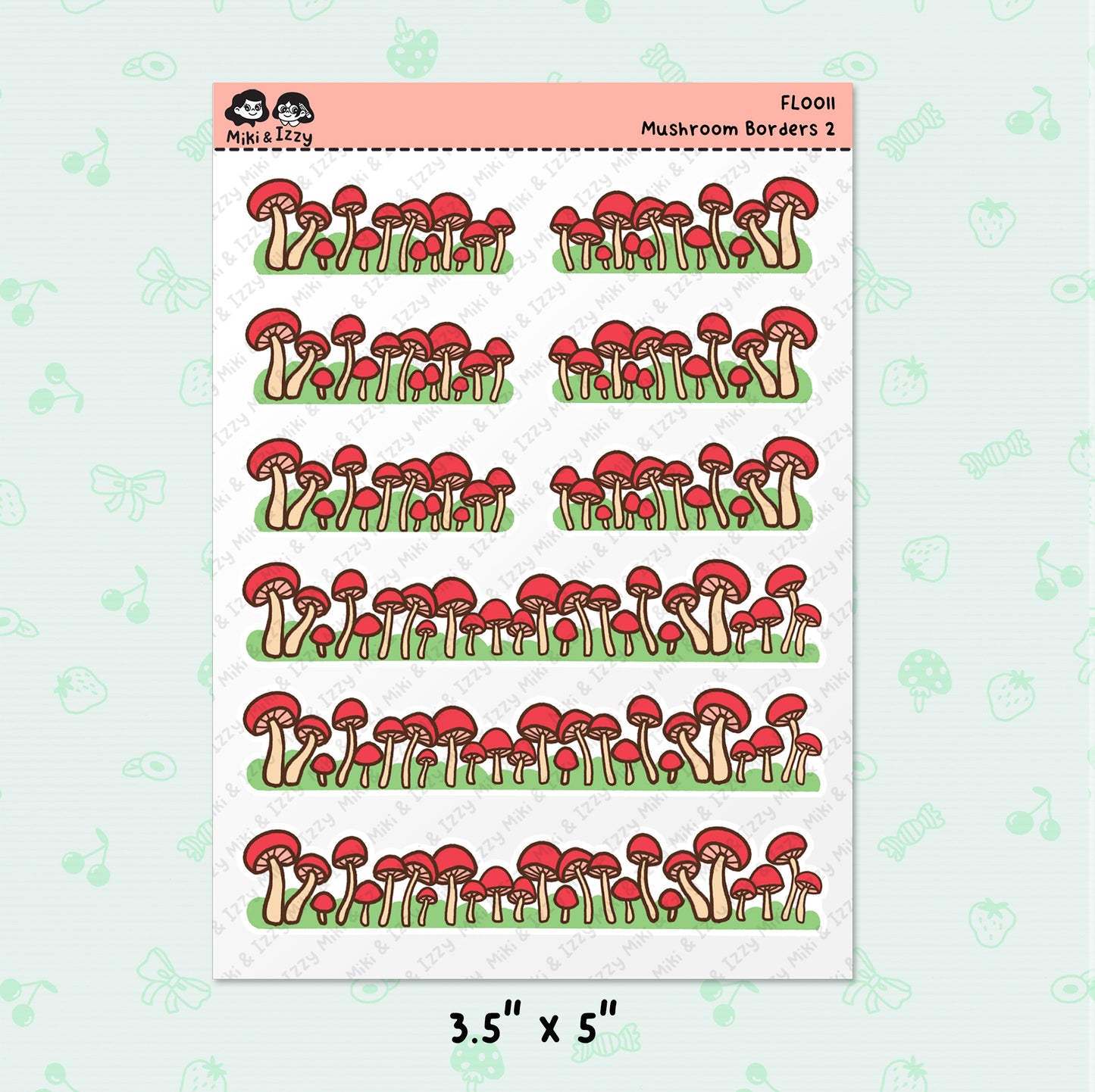 Mushroom Border 2 Sticker Sheet