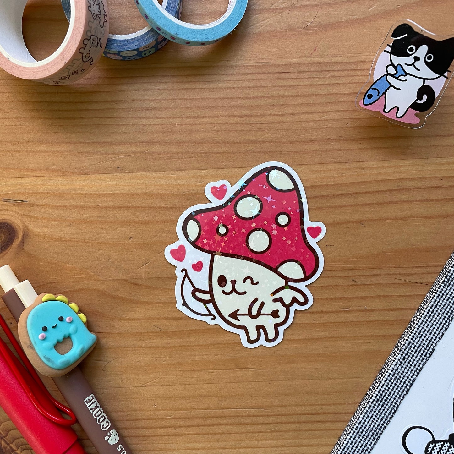 Happy Mushroom Sparkle Vinyl Stickers