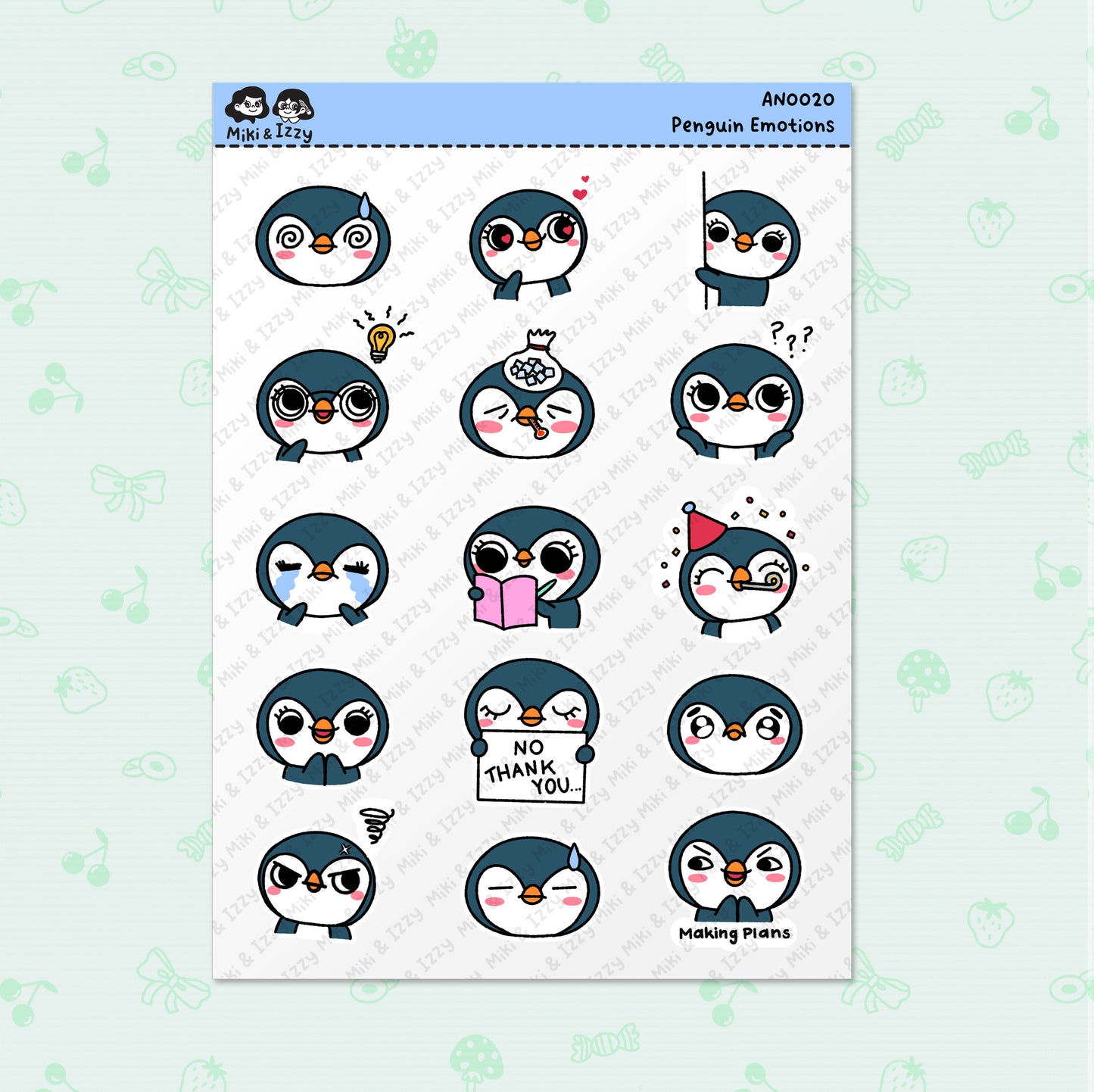Penguin Emotion Sticker Sheet