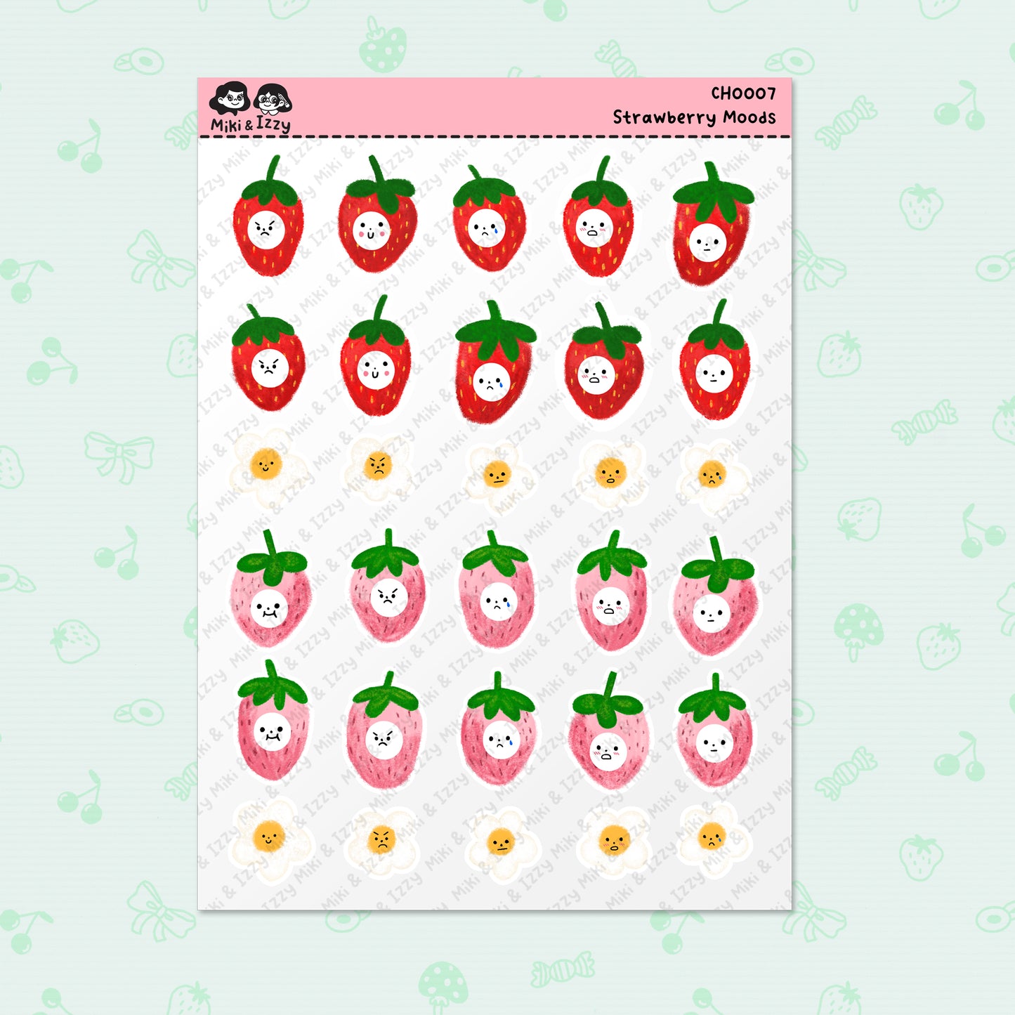 Strawberry Emotion Sticker Sheet