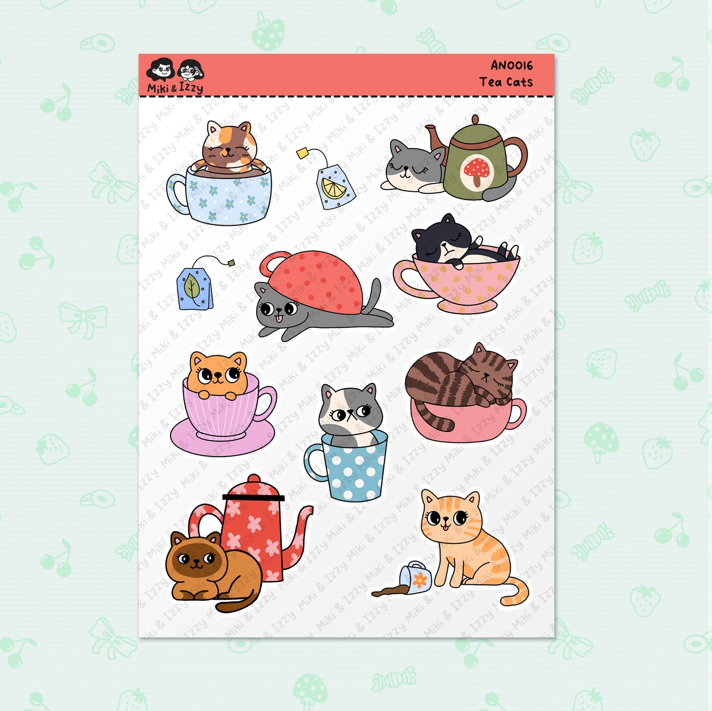 Tea Cats Sticker Sheet