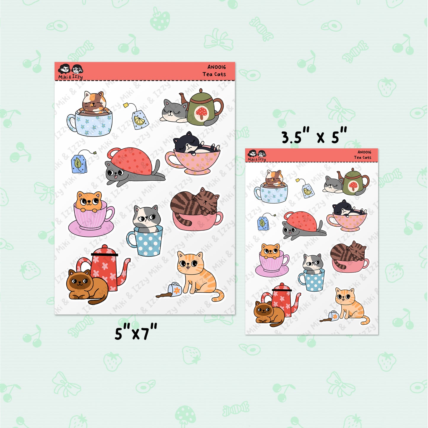 Tea Cats Sticker Sheet