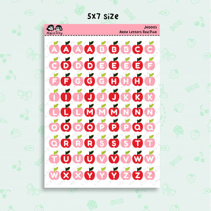 Apple Alphabet in Pink & Red
