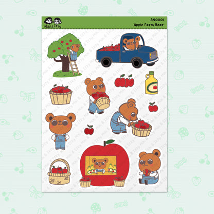 Apple Farm Bear Sticker Sheet