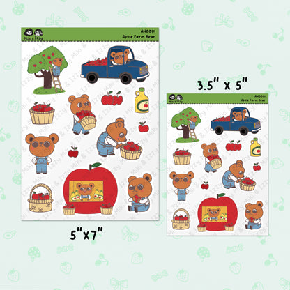 Apple Farm Bear Sticker Sheet