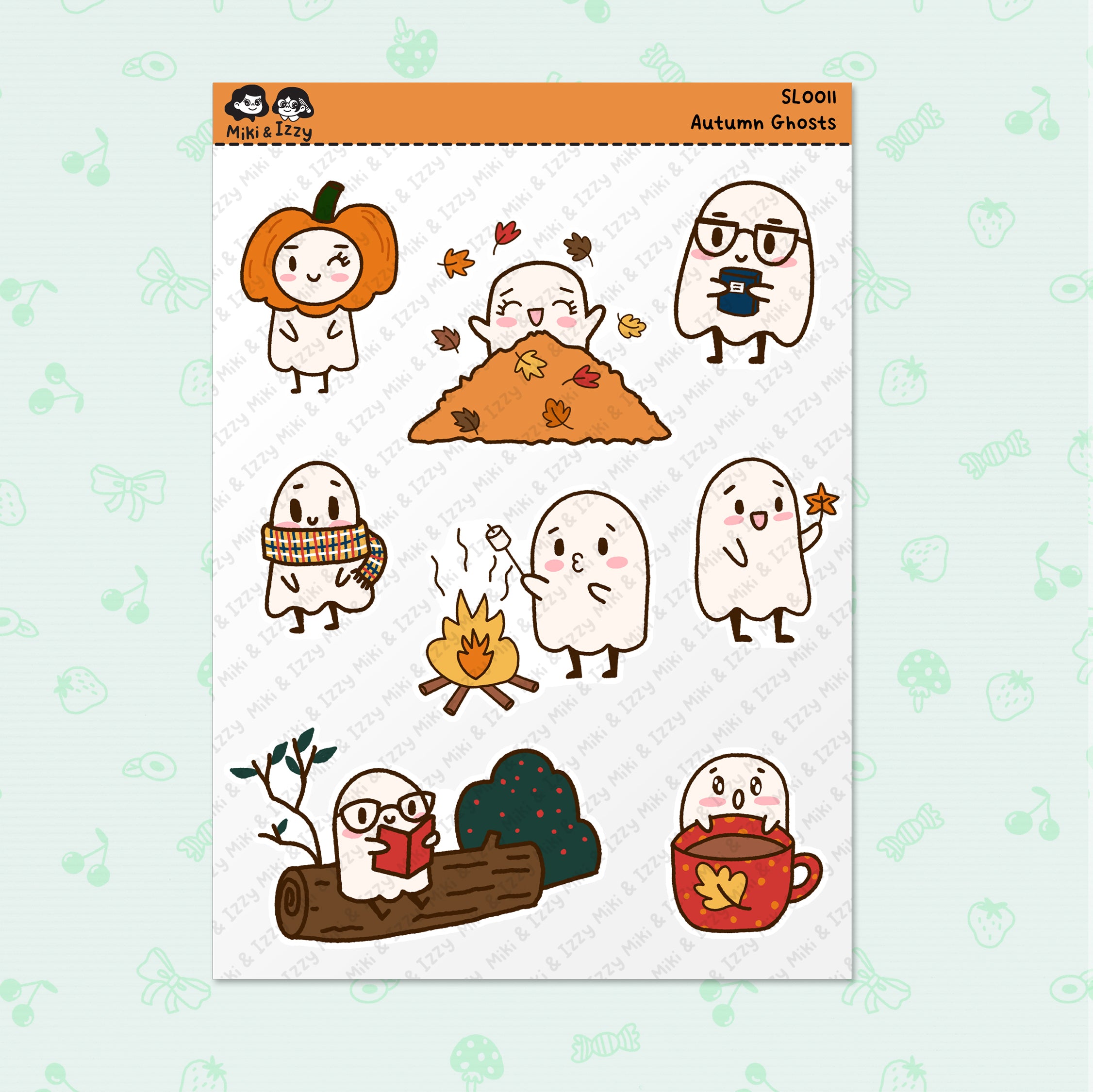 Autumn Ghosts Sticker Sheet – Miki and Izzy