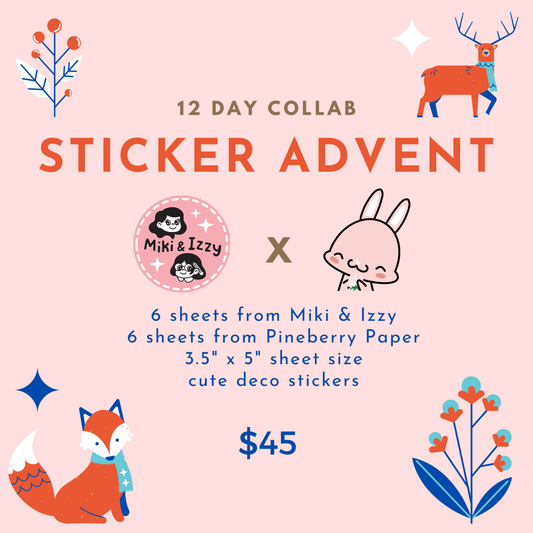 Miki & Izzy x Pineberry Paper Collab 12 Day Sticker Advent