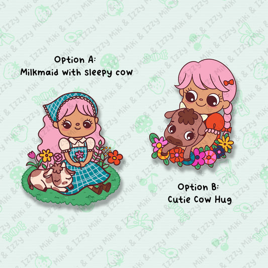 Milkmaid and Cutie Cow Vinyl Stickers