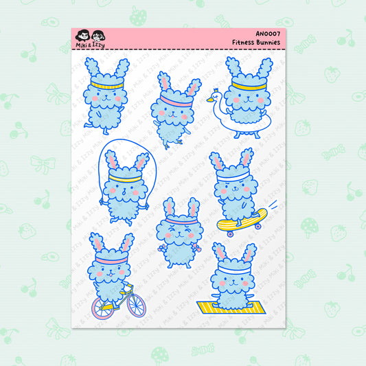 Fitness Bunnies Sticker Sheet