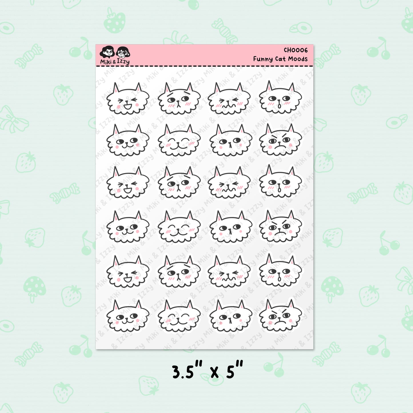 Funny Cat Moods Sticker Sheet