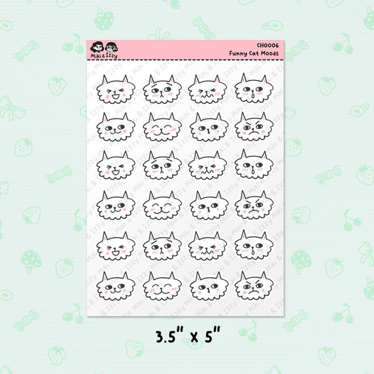 Funny Cat Moods Sticker Sheet