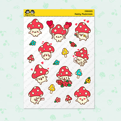 Happy Mushroom Sticker Sheet