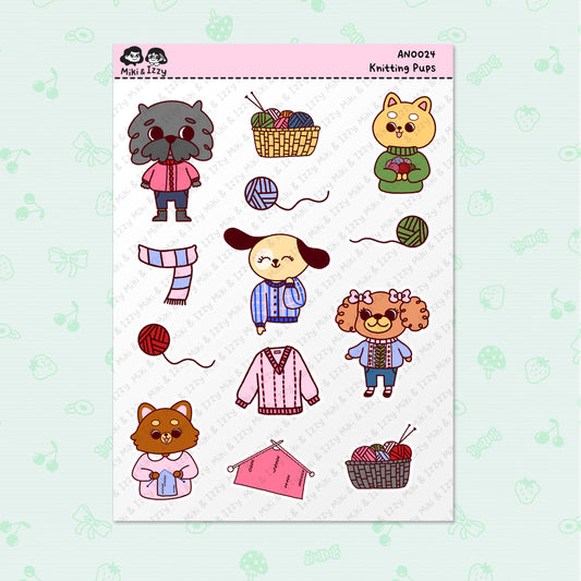 Knitting Pups Sticker Sheet