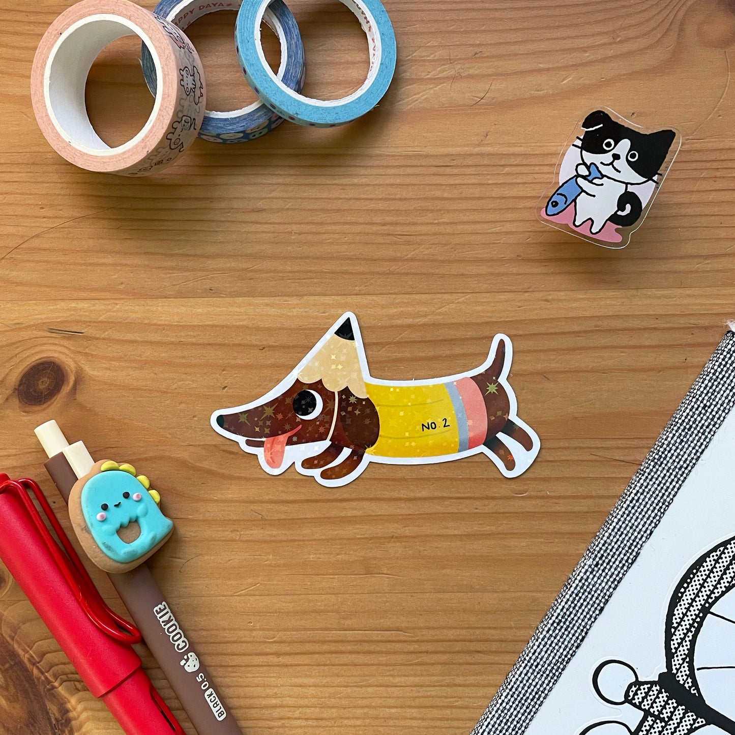 Pencil Pup Sparkle Vinyl Sticker