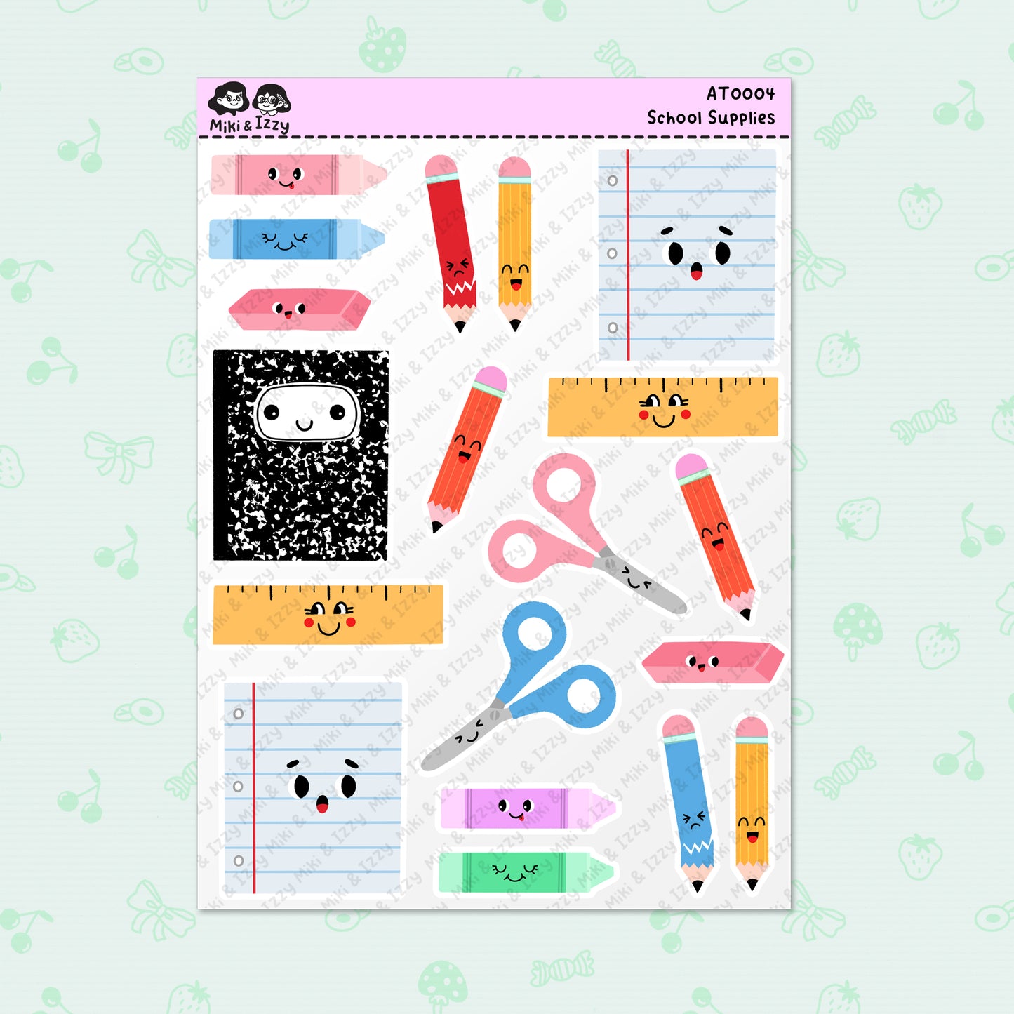 School Supplies Sticker Sheet