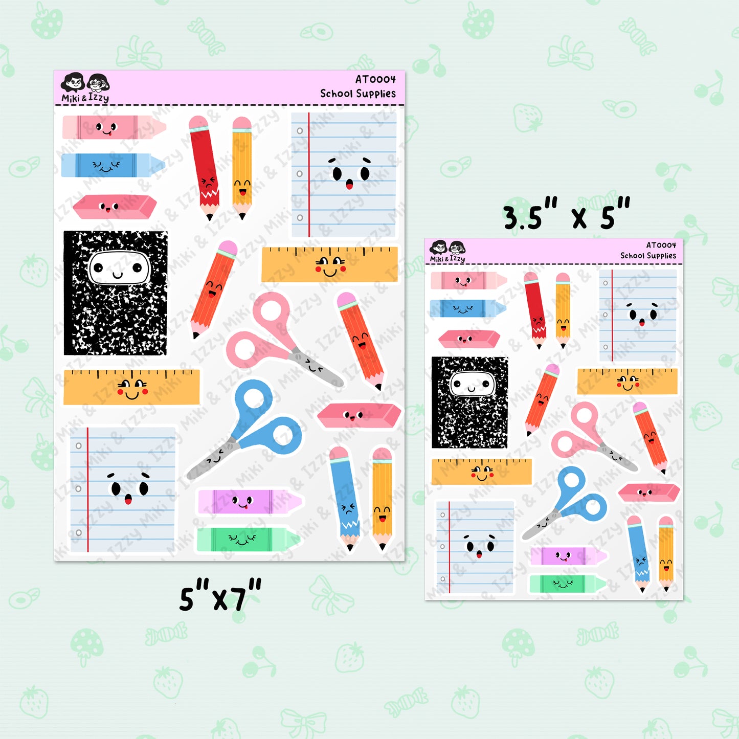 School Supplies Sticker Sheet