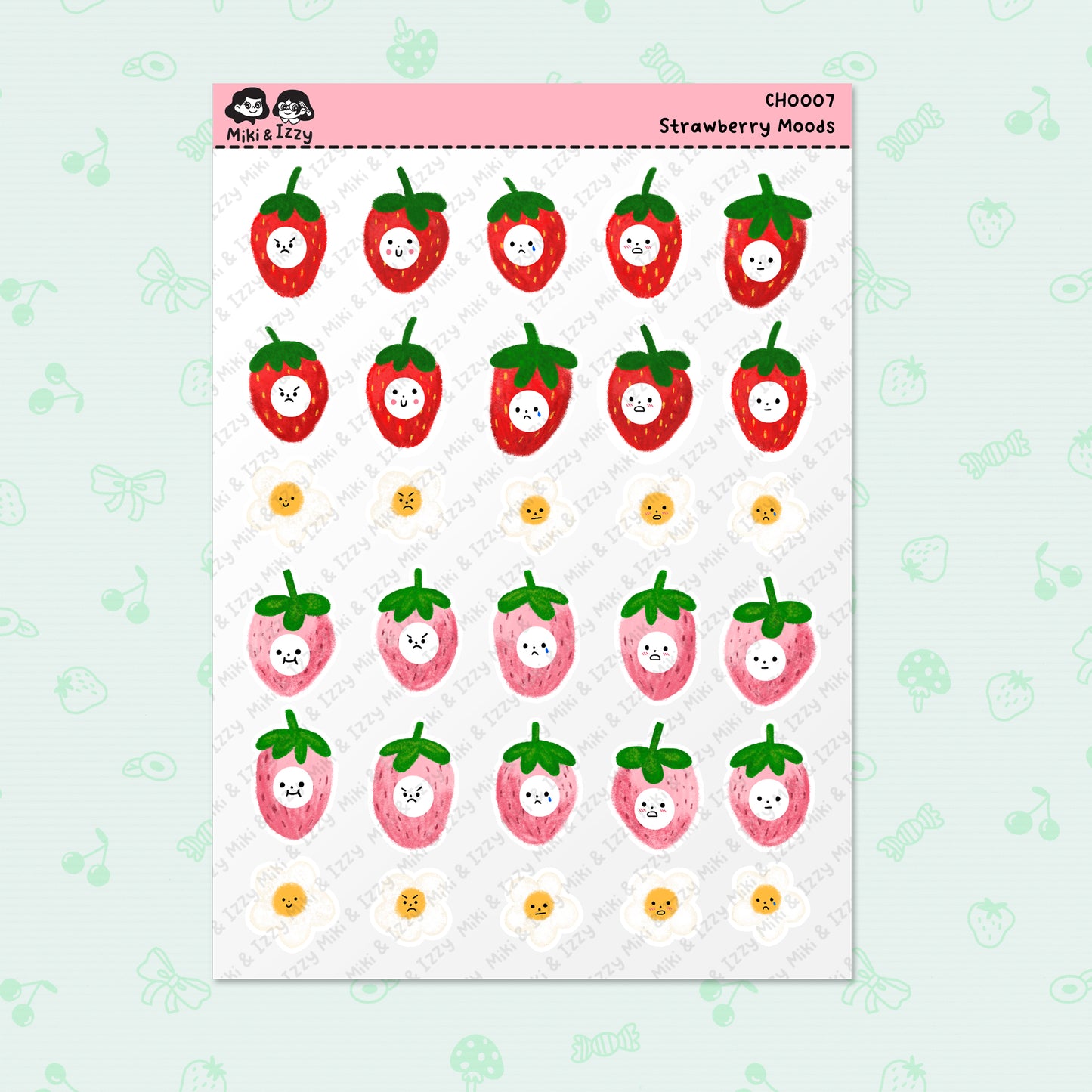 Strawberry Emotion Sticker Sheet