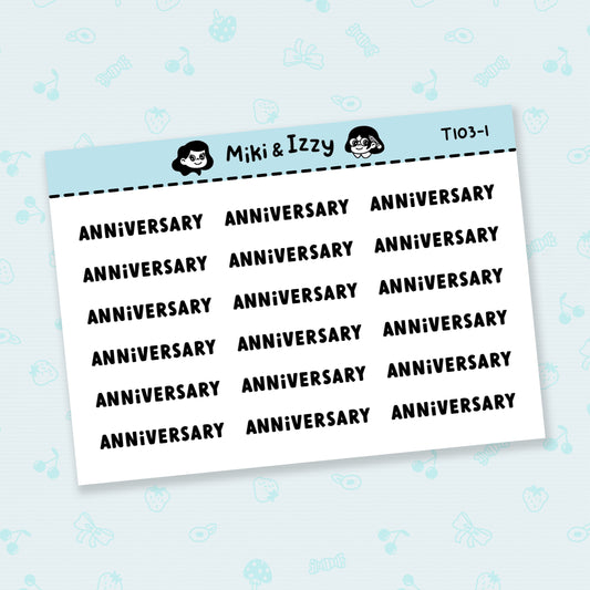 "Anniversary" Text Stickers