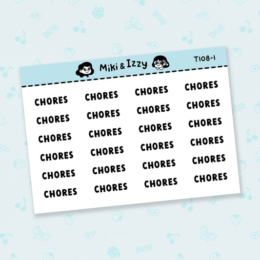 "Chores" Text Stickers