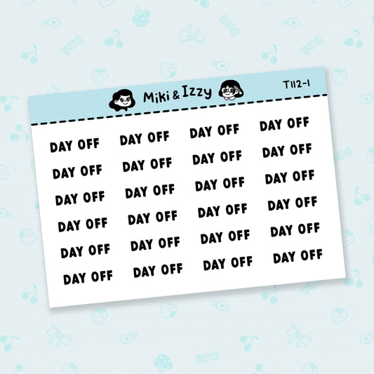 "Day Off" Text Stickers