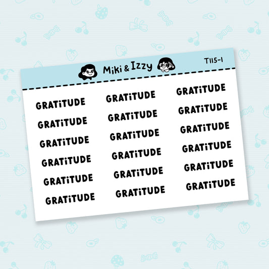 "Gratitude" Text Stickers