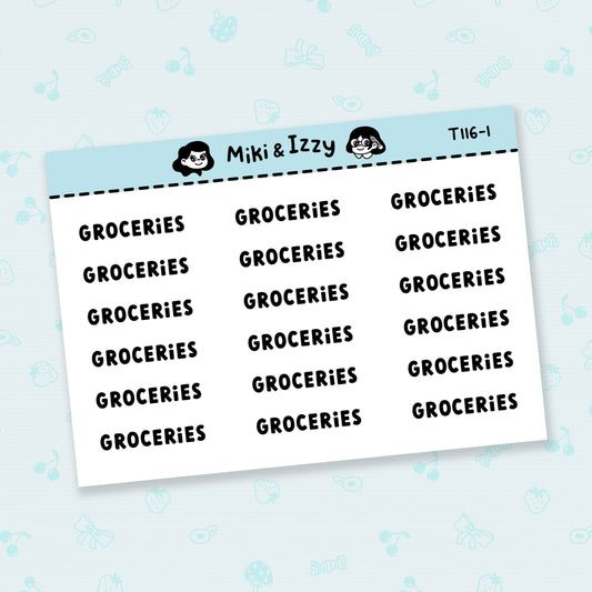 "Groceries" Text Stickers