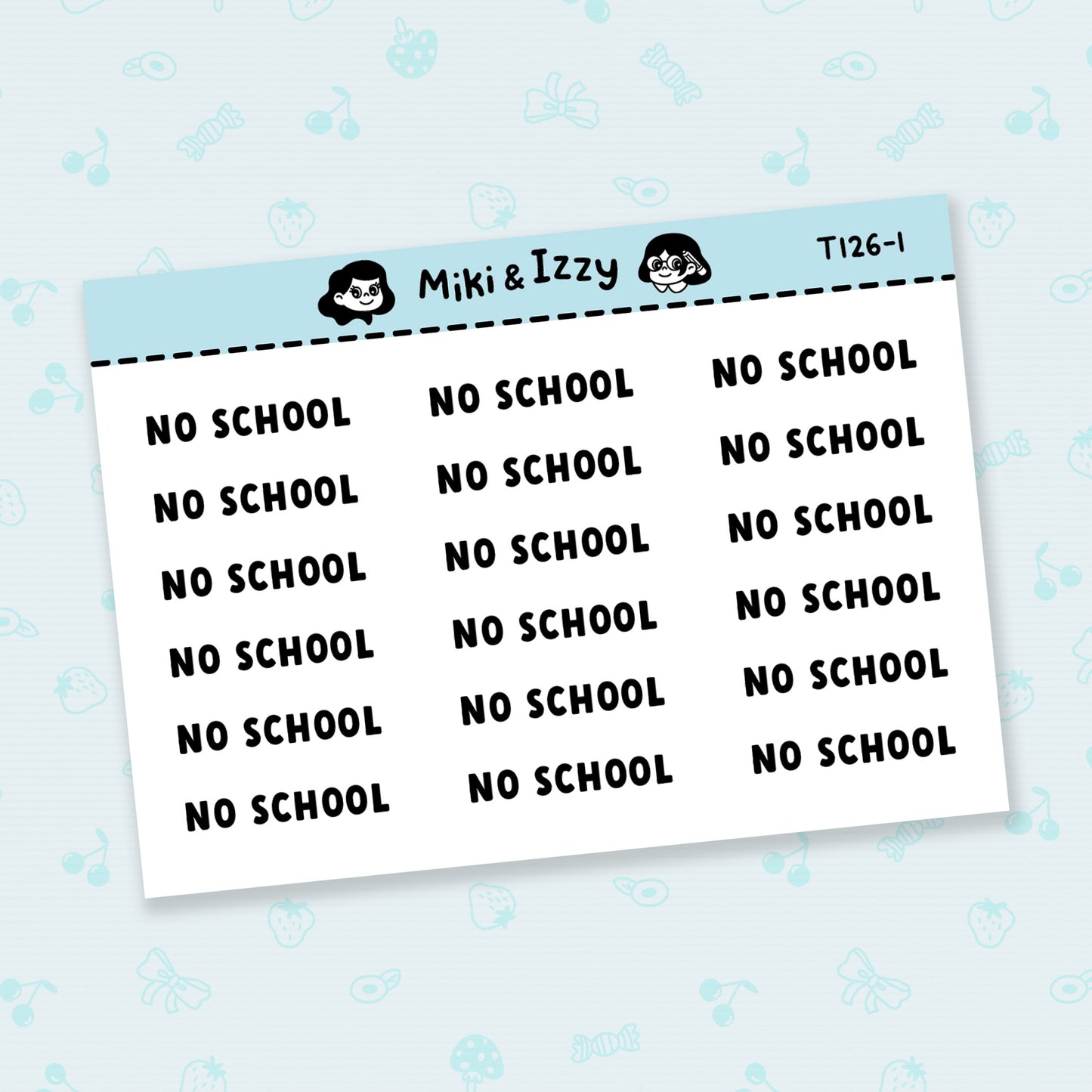 "No School" Text Stickers