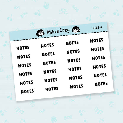 "Notes" Text Stickers