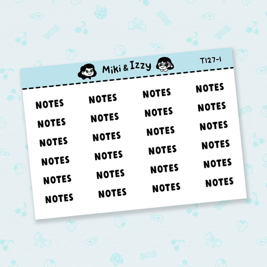 "Notes" Text Stickers