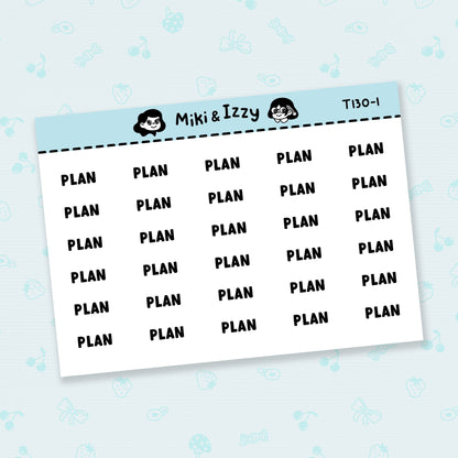 "Plan" Text Stickers