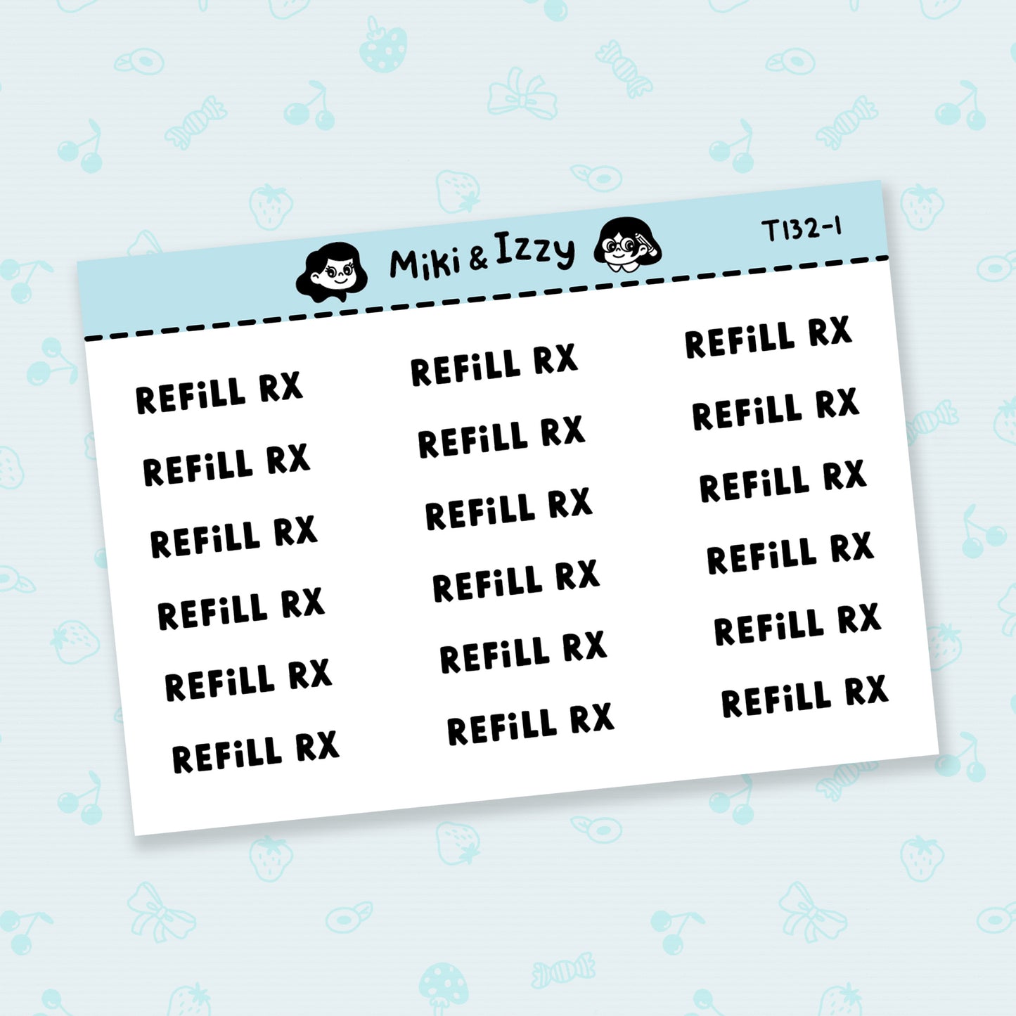 "Refill Rx" Text Stickers