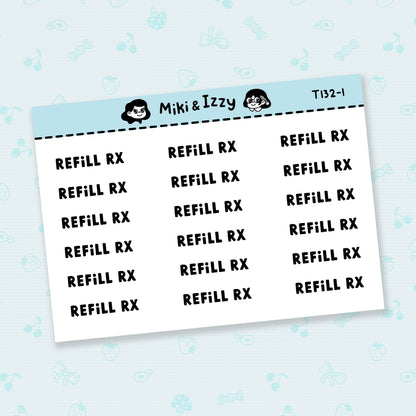 "Refill Rx" Text Stickers