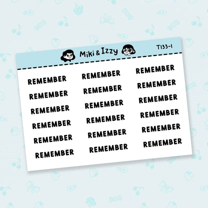 "Remember" Text Stickers