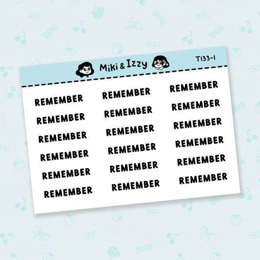 "Remember" Text Stickers