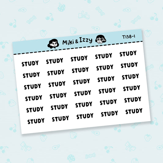 "Study" Text Stickers