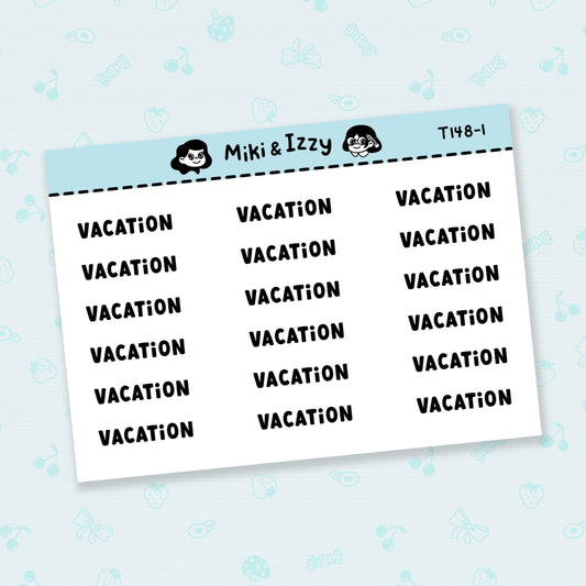 "Vacation" Text Stickers