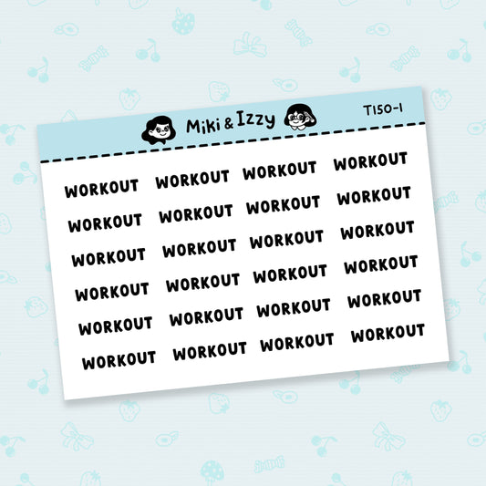 "Workout" Text Stickers