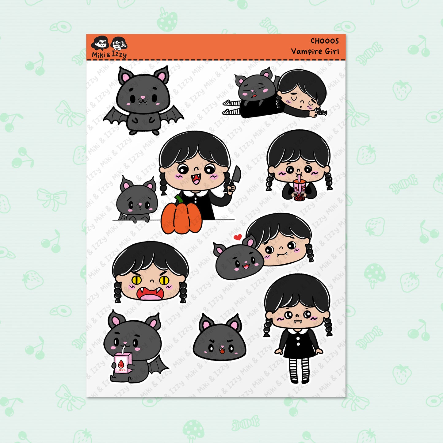 Vampire Girl Sticker Sheet