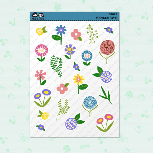 Whimsical Floral Sticker Sheet